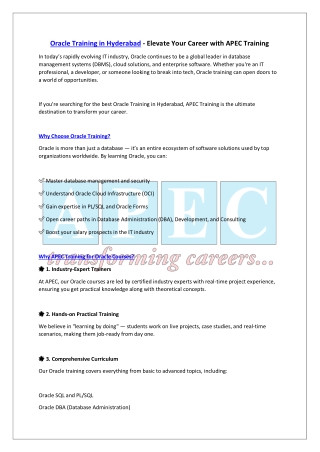 Oracle Training in Hyderabad