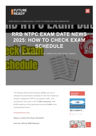RRB NTPC Exam Date News 2025 How to Check Exam Schedule