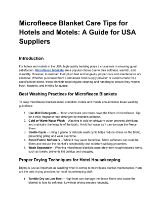 Microfleece Blanket Care Tips for Hotels and Motels_ A Guide for USA Suppliers