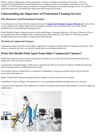What Sets Health Point Apart from Other Commercial Cleaners?