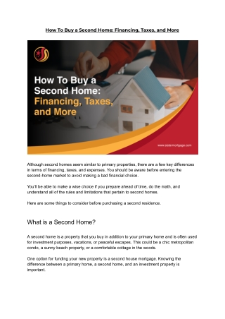 _How To Buy a Second Home_ Financing, Taxes, and More