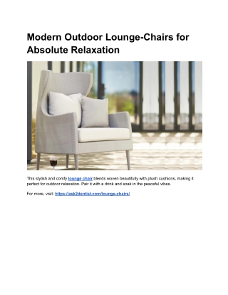 Modern Outdoor Lounge-Chairs for Absolute Relaxation