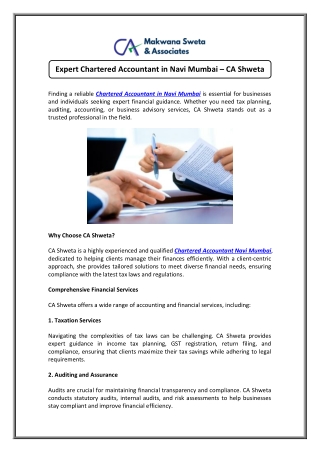 Chartered Accountant in Navi Mumbai – Call for Expert Service!