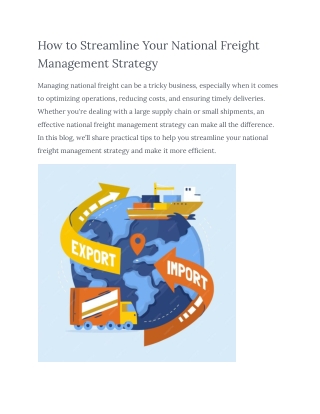 How to Streamline Your National Freight Management Strategy
