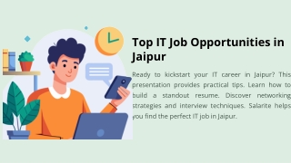 Top IT Job Opportunities in Jaipur .