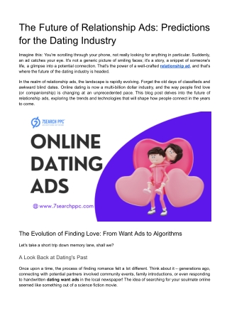 The Future of Relationship Ads: Predictions for the Dating Industry