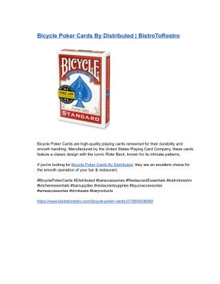 Bicycle Poker Cards By Distributed _ BistroToRestro