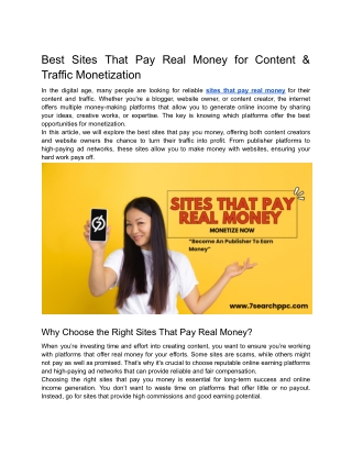 Best Sites That Pay Real Money for Content & Traffic Monetization