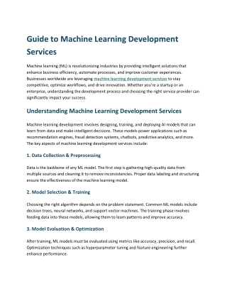 Guide to Machine Learning Development Services