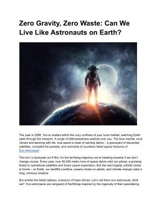 Zero Gravity, Zero Waste_ Can We Live Like Astronauts on Earth