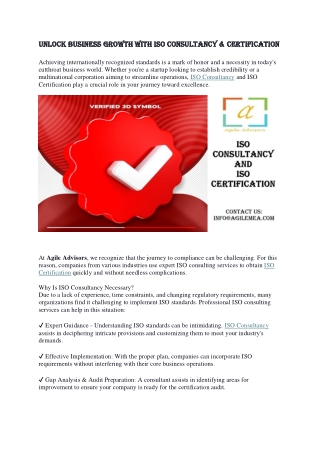 Unlock Business Growth with ISO Consultancy & Certification