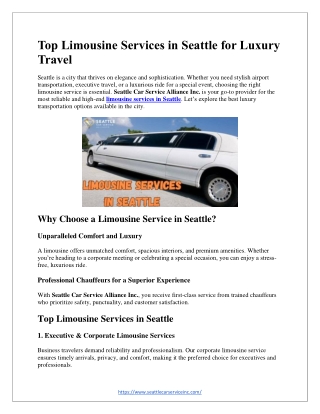 Top Limousine Services in Seattle for Luxury Travel