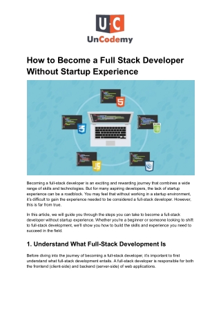 How to Become a Full Stack Developer Without Startup Experience