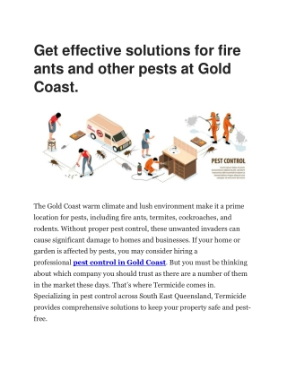 Get effective solutions for fire ants and other pests at Gold Coast