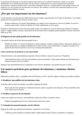 Las mejores prácticas para gestionar devoluciones y mantener clientes felices