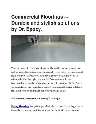 Commercial Floorings Durable and stylish solutions by Dr. Epoxy