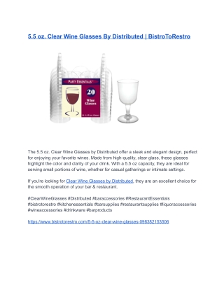 5.5 oz. Clear Wine Glasses By Distributed _ BistroToRestro