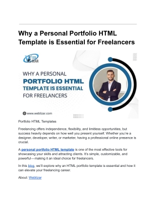 Why a Personal Portfolio HTML Template is Essential for Freelancers