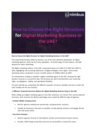 How to Choose the Right Structure for Digital Marketing Business in the UAE - Nimbus