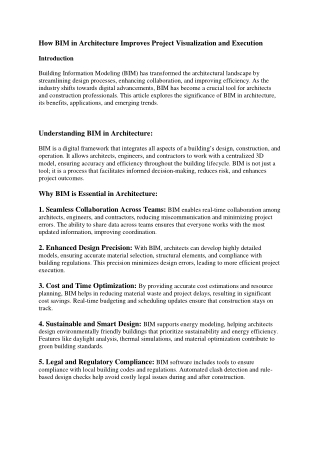 BIM in Architecture: Enhancing Sustainability and Cost Efficiency