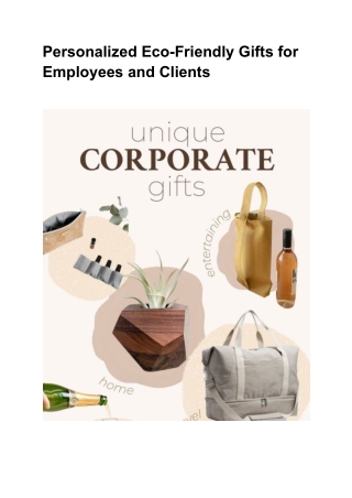Personalized Eco-Friendly Gifts for Employees and Clients