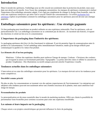 Emballages saisonniers pour les spiritueux : Une stratégie gagnante