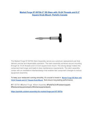 Market Forge 97-5075A 2_ SS Stem with 10-24 Threads and 0.3_ Square Knob Mount _ PartsFe Canada