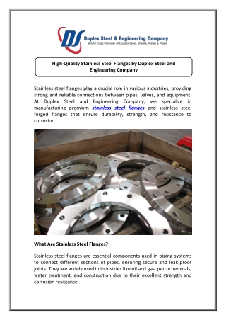 Buy Stainless Steel Flanges for Stronger Connections