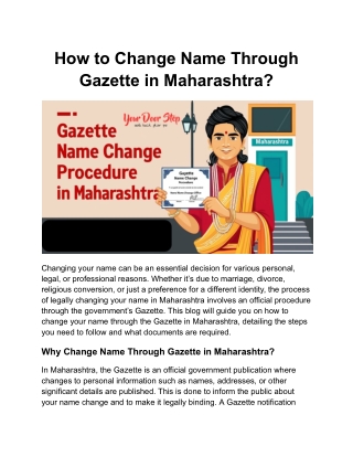 How to Change Name Through Gazette in Maharashtra