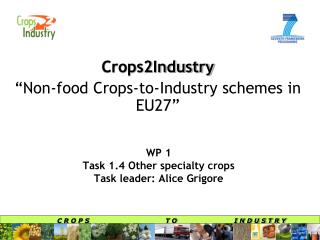 WP 1 Task 1.4 Other specialty crops Task leader: Alice Grigore