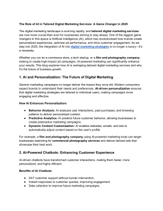 The Role of AI in Tailored Digital Marketing Services: A Game Changer in 2025