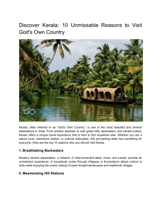 Discover Kerala_ 10 Unmissable Reasons to Visit God's Own Country