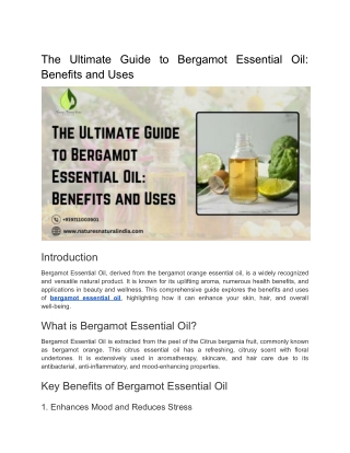 The Ultimate Guide to Bergamot Essential Oil_ Benefits and Uses