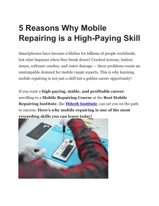 5 Reasons Why Mobile Repairing is a High-Paying Skill