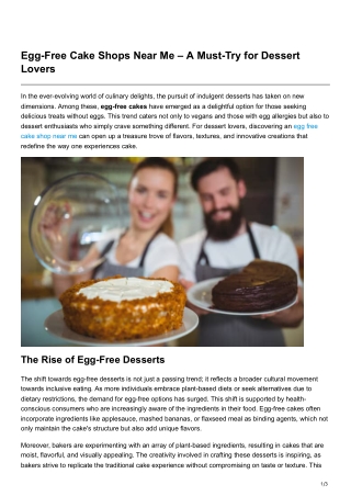 Egg-Free Cake Shops Near Me A Must-Try for Dessert Lovers