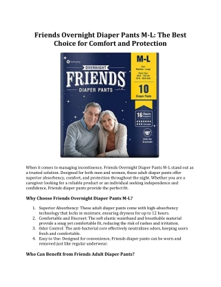 Friends Overnight Diaper Pants M-L: The Best Choice for Comfort and Protection