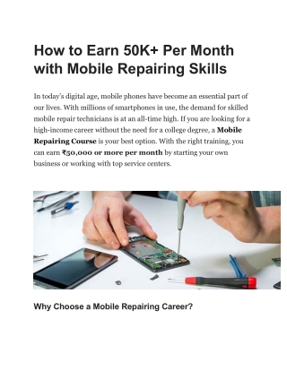 How to Earn 50K  Per Month with Mobile Repairing Skills