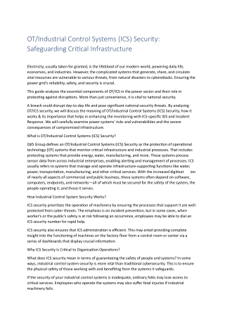 OT-Industrial Control Systems (ICS) Security
