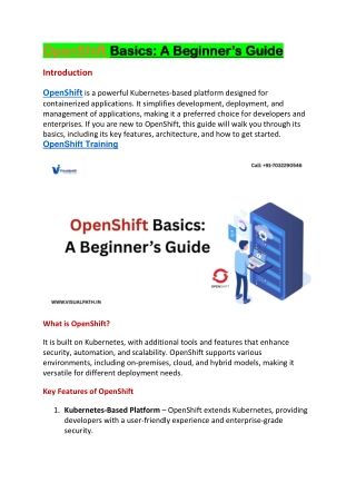 OpenShift Training - OpenShift Training In Hyderabad
