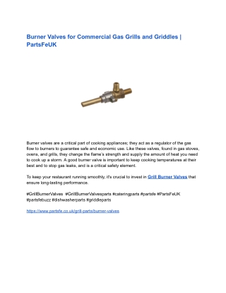 Burner Valves_ for Commercial Gas Grills and Griddles _ PartsFeUK