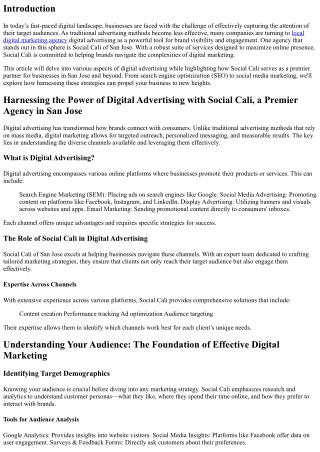 Harnessing the Power of Digital Advertising with Social Cali, a Premier Agency i