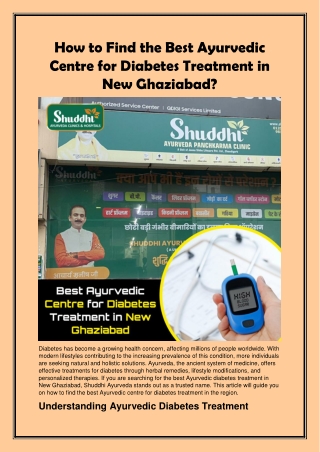 Best Ayurvedic Centre for Diabetes Treatment in New Ghaziabad