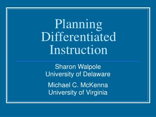Planning Differentiated Instruction