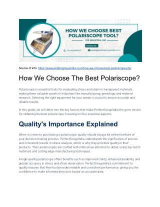 How We Choose The Best Polariscope?