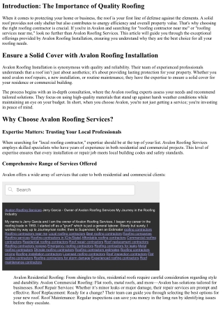 Ensure a Solid Cover with Avalon Roofing Installation