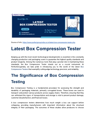 Latest Box Compression Tester