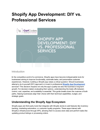 Shopify App Development: DIY vs. Professional Services