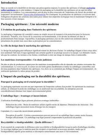 L'impact du packaging sur la durabilité des spiritueux
