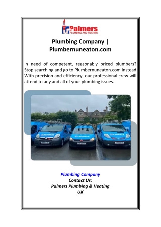 Plumbing Company  Plumbernuneaton.com