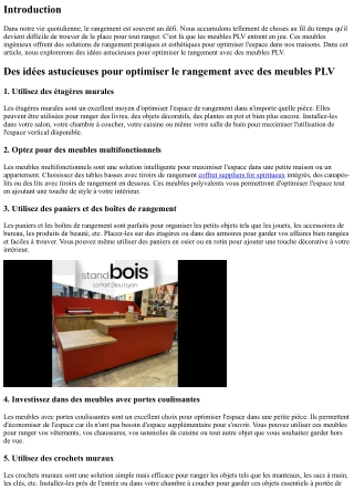 Des idées astucieuses pour optimiser le rangement avec des meubles PLV